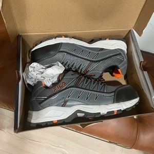 New in Box- Fila memory foam cool max composite toe lace up sneakers. Size 10.5